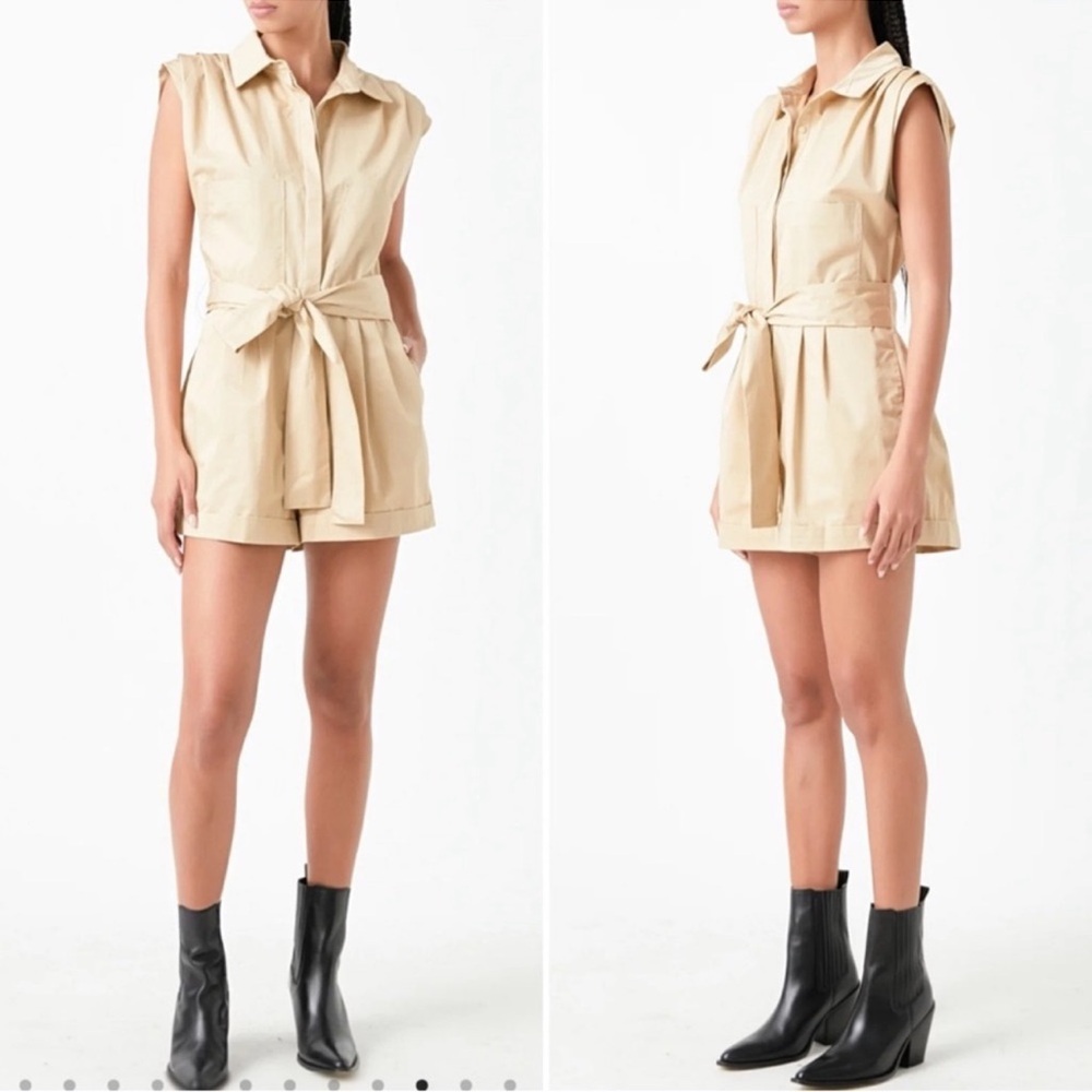 GREY LAB Beige Button-Up romper XS